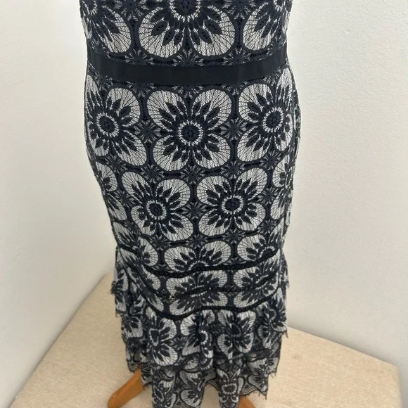Banana Republic Black and White Floral Midi Dress - Picture 3 of 12